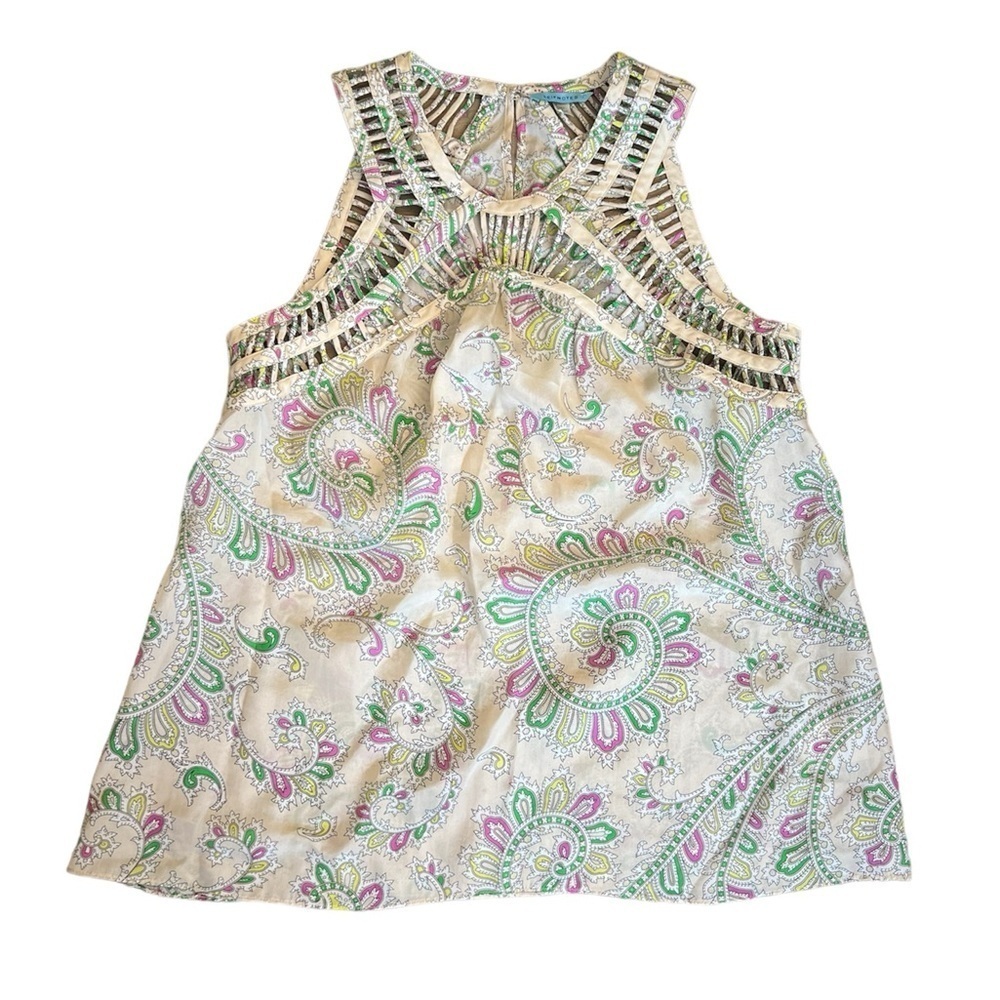 Anthropologie Leifnotes 100% Silk Paisley Print Sleeveless Blouse - 0